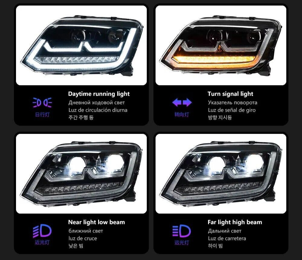 Für VW Amarok 2010-2022 LED Scheinwerfer Montage DRL Sequential Turn Frontleuchte