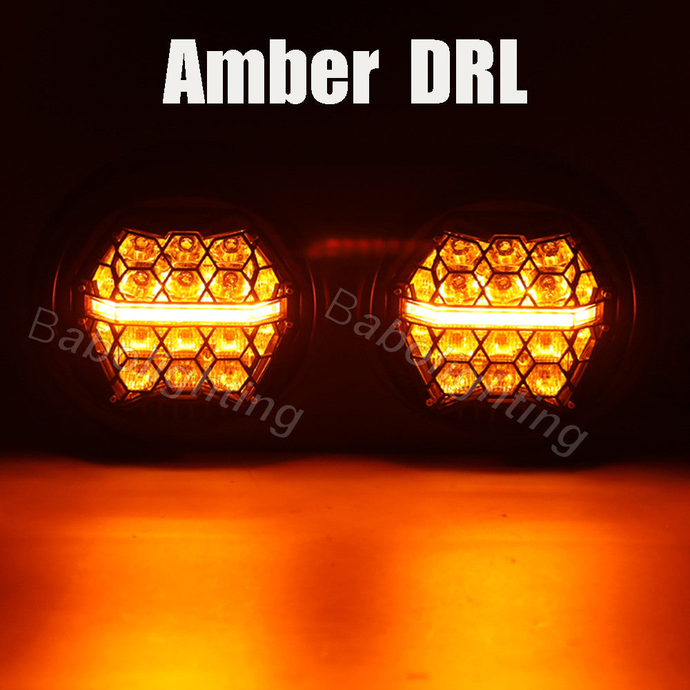 5.75 INCH LED Dual Headlight with Amber DRL Hi/Lo Beam For Harley Road Glide 1998-2013 Plug&Play