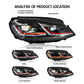 2PCS LED Headlights with White DRL Sequential Turn Signal High Low Beam for VW Golf7 MK7 VII