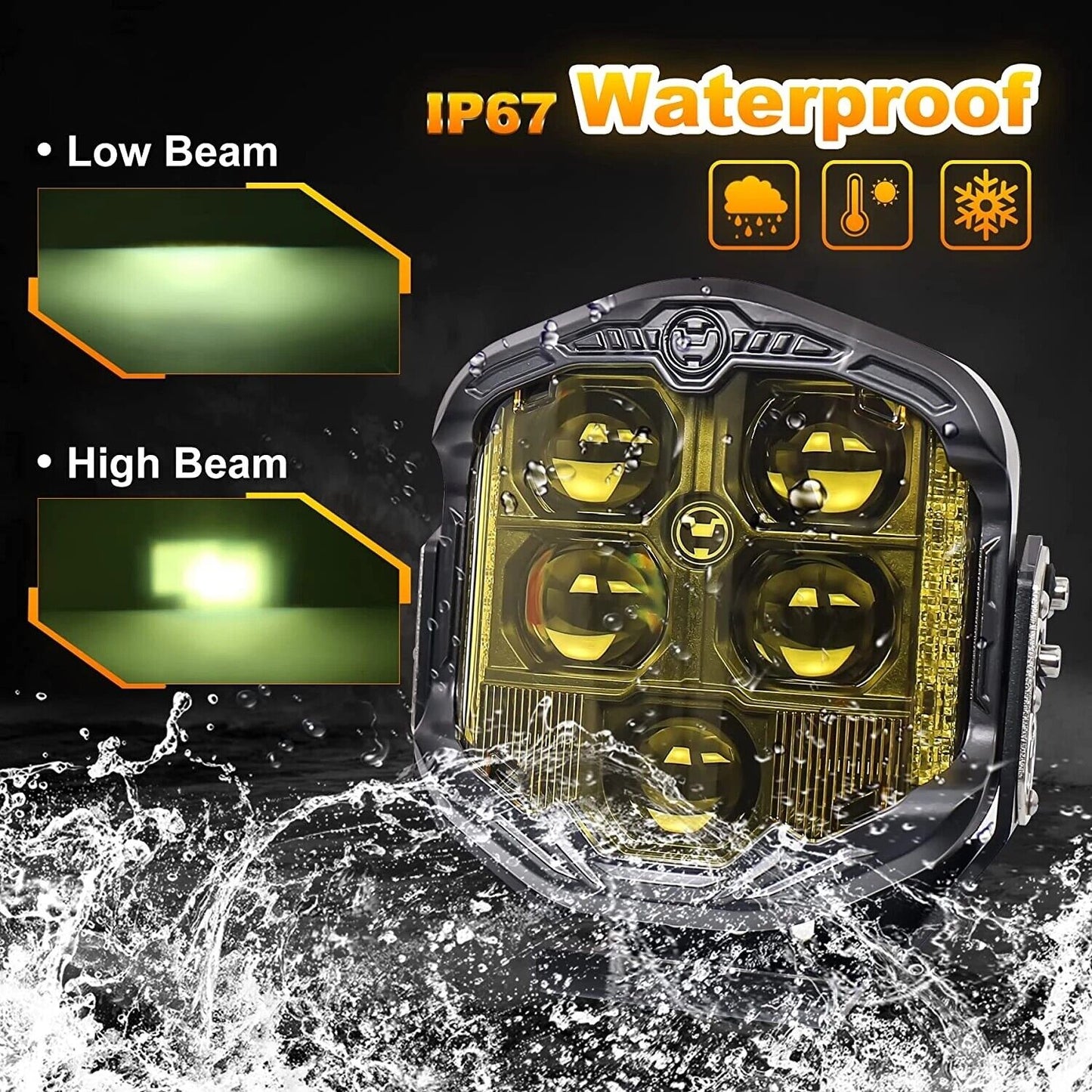 7 inch 95W LED Headlight Fog Lights H/L beam for Can-Am Maverick X3 RZR 1000