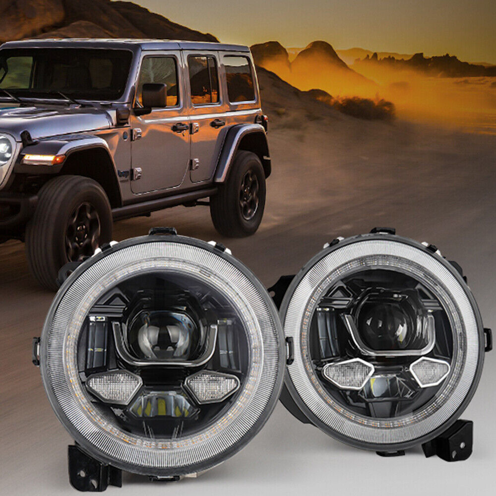 9'' Led Headlight Halo Turn Signal APP control for Jeep Wrangler JL Gladiator