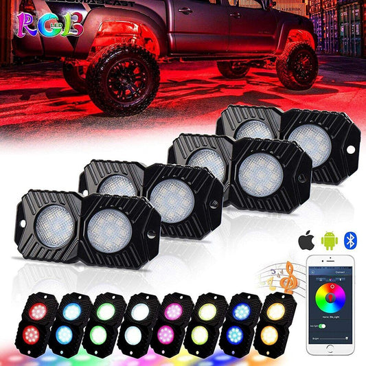 Multi-color Led Rock Light kit App Remote Control for Car Truck UTV RZR Off Road