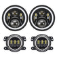 LED RGB Halo Headlight with Amber Turn Signal Fog Light Kit Combo For Jeep JK