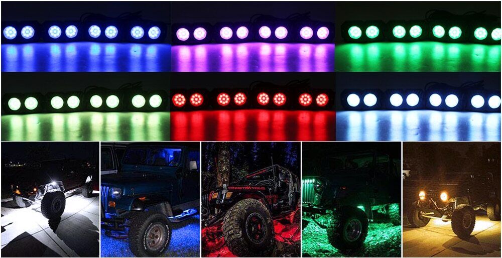 Multi-color Led Rock Light kit App Remote Control for Car Truck UTV RZR Off Road