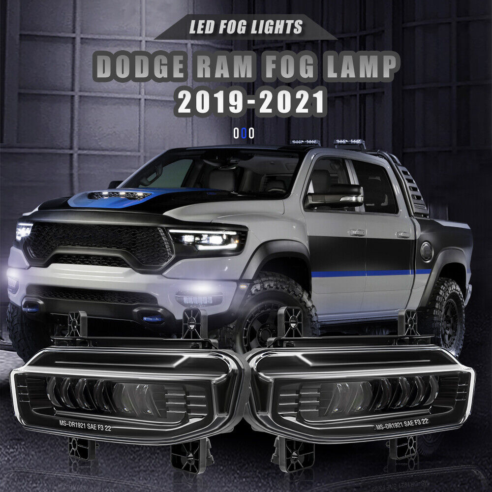 For 2019 2020 2021 Dodge Ram 1500 Front Bumper LED Fog Lights Lamps Plug & Play