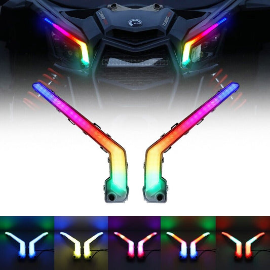 LED Front Signature Light Turn Signal Lights RGB For Can-Am Maverick X3 XDS 2017