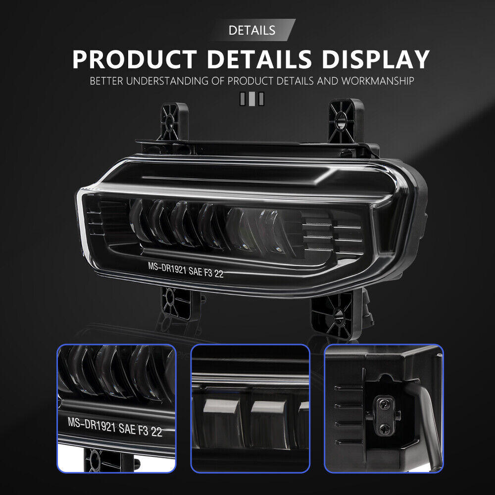 For 2019 2020 2021 Dodge Ram 1500 Front Bumper LED Fog Lights Lamps Plug & Play