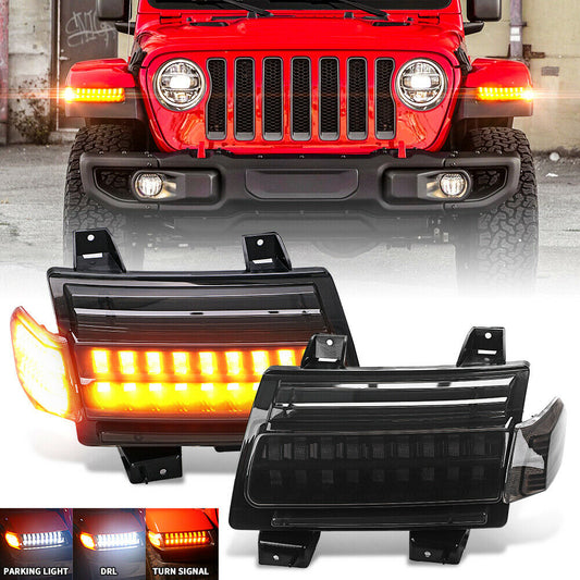 LED Fender Sequential Turn Signal Light Fit For Jeep Wrangler JL Rubicon 18-21