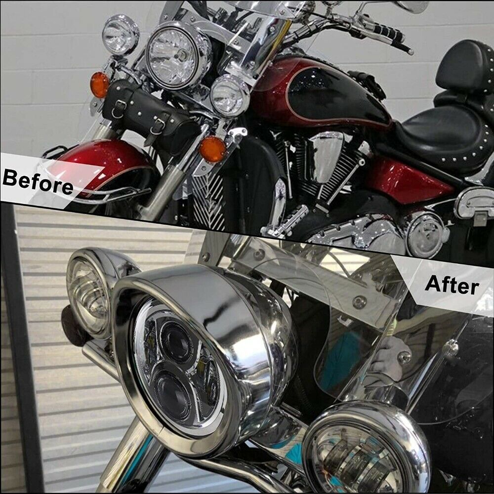 Chrome 7" Headlight Trim Ring Vison Cover Fit For Harley Touring Electra Glide