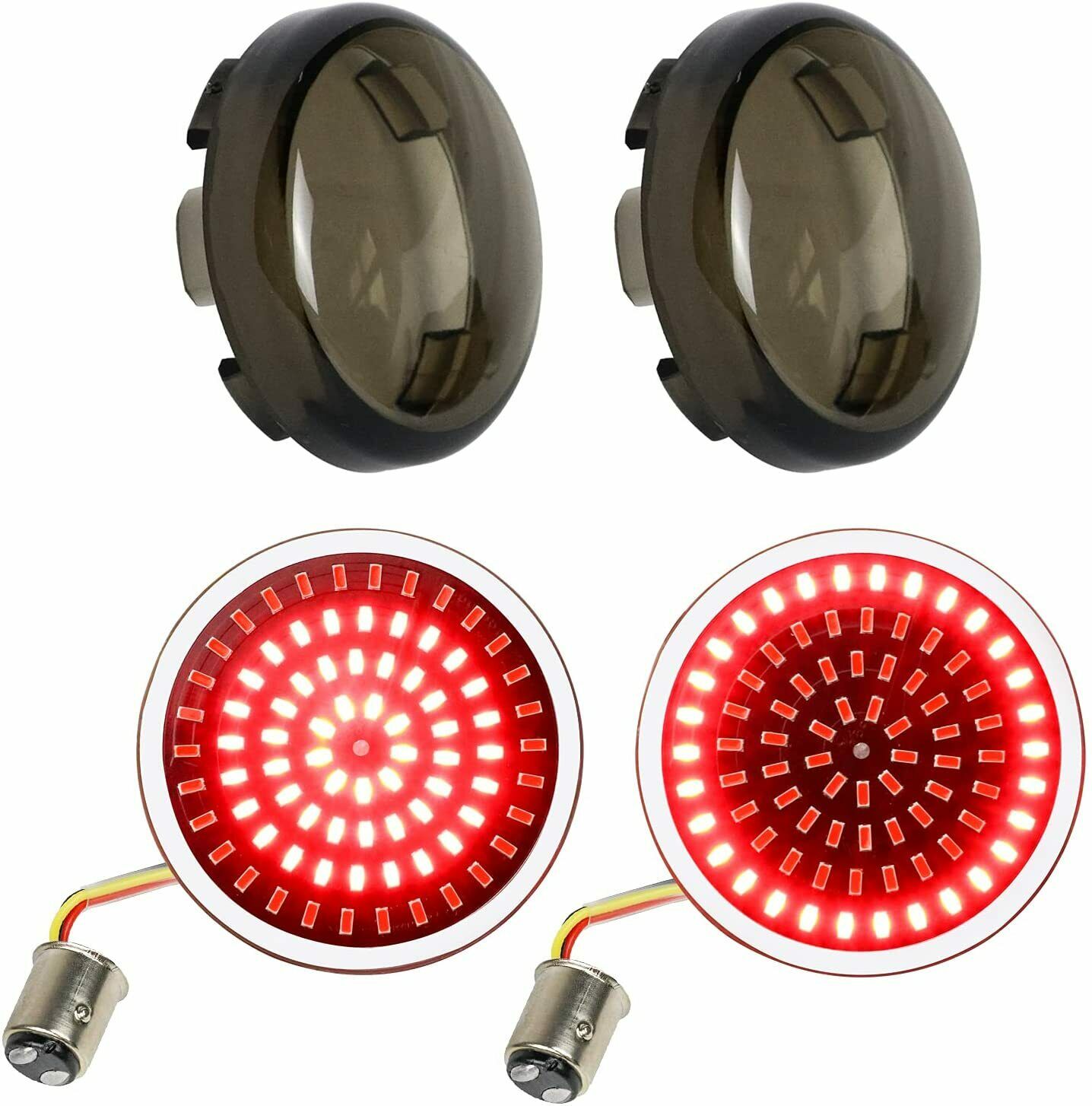 1157 Rear LED Turn Signal Tail Brake Light with Smoked Lens Cover for Harley